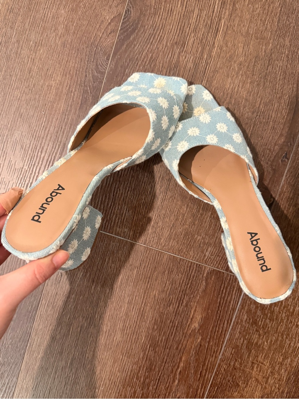 Abound Light Blue Daisy Open-Toe Slide Mules